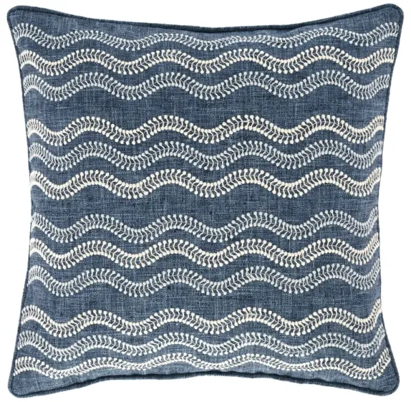 Scout Embroidered Indigo Indoor/Outdoor Decorative Pillow Cover