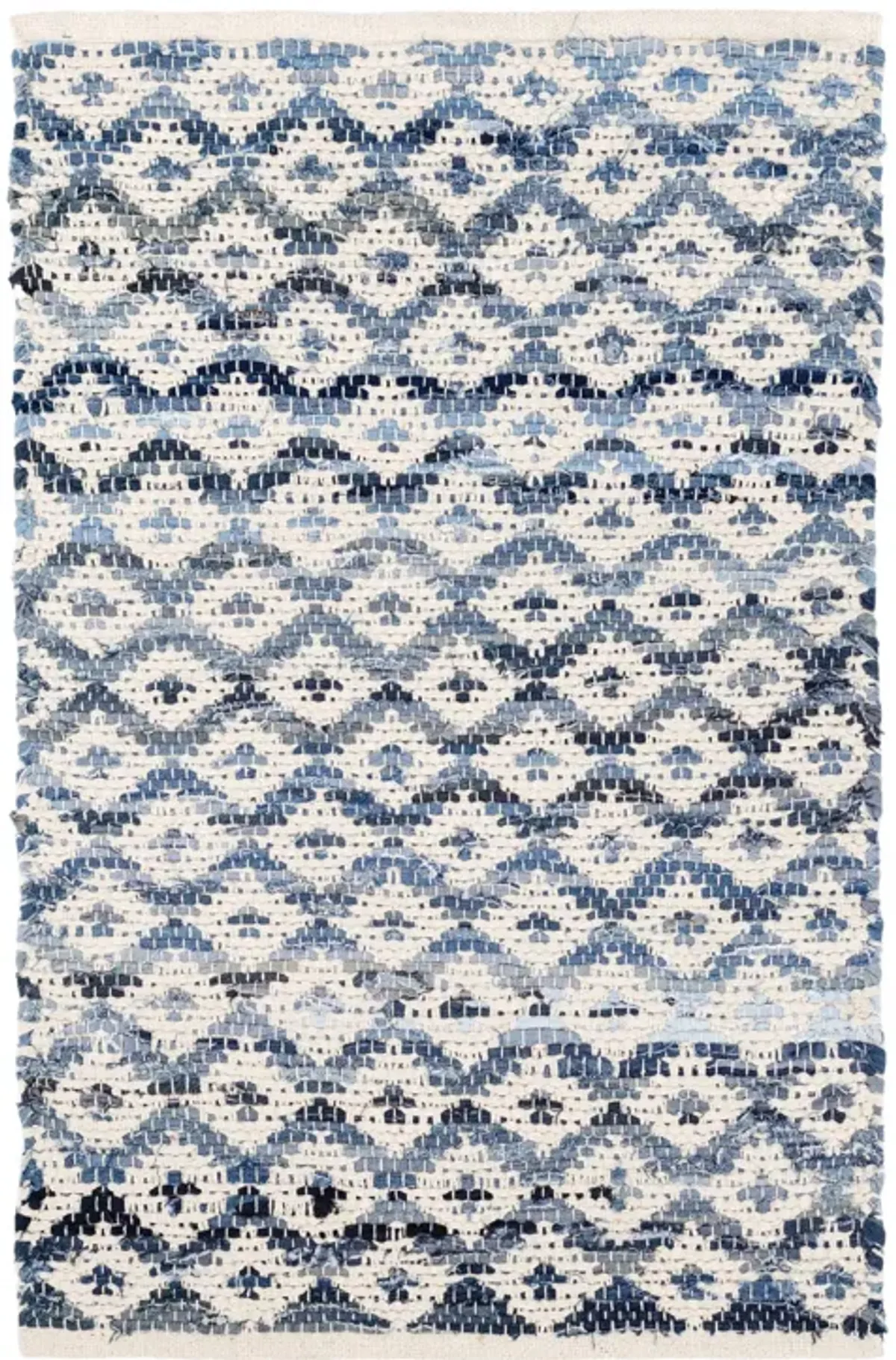Denim Rag Diamond Handwoven Cotton Rug