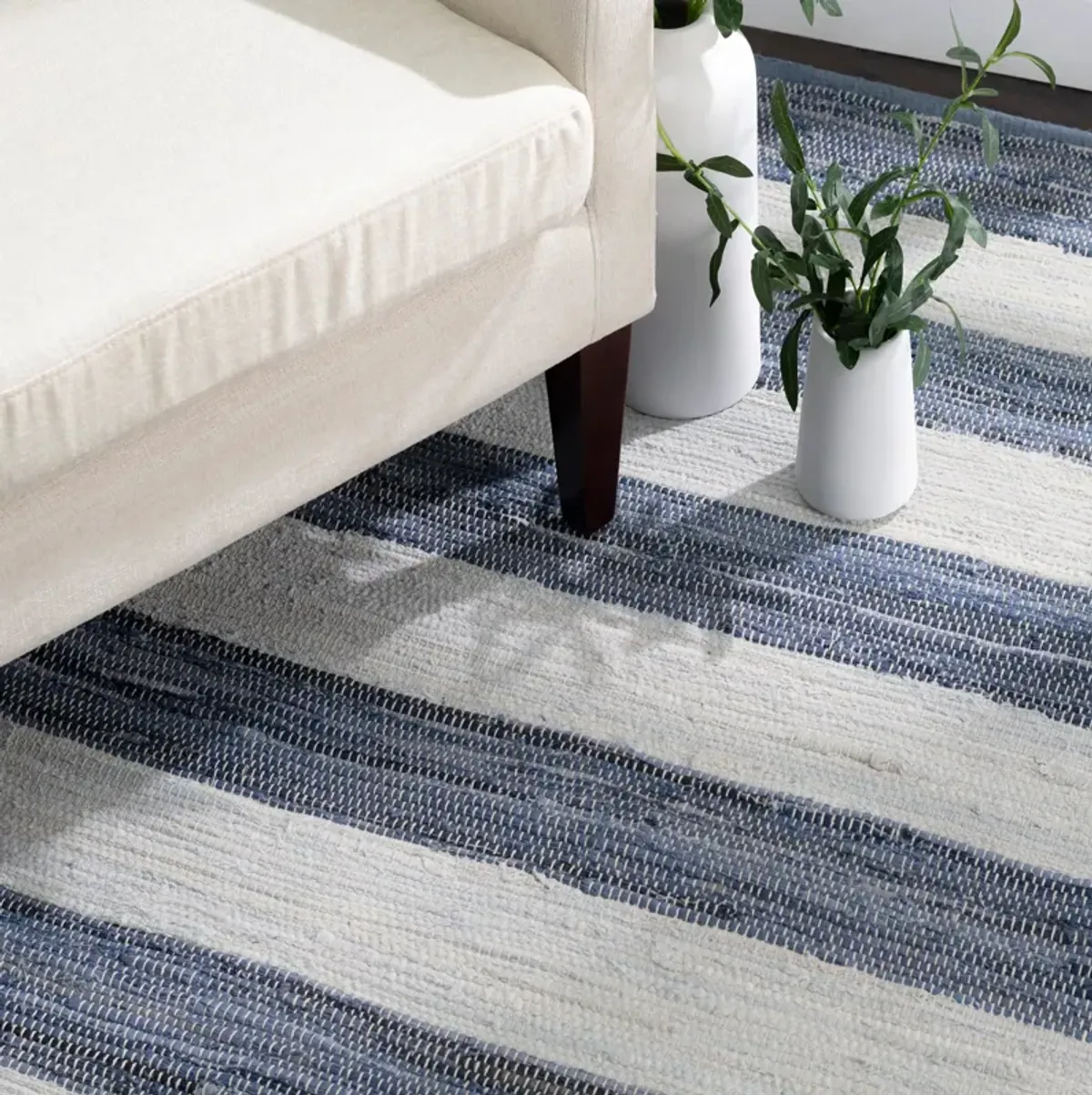 Striped Rag Handwoven Cotton Rug
