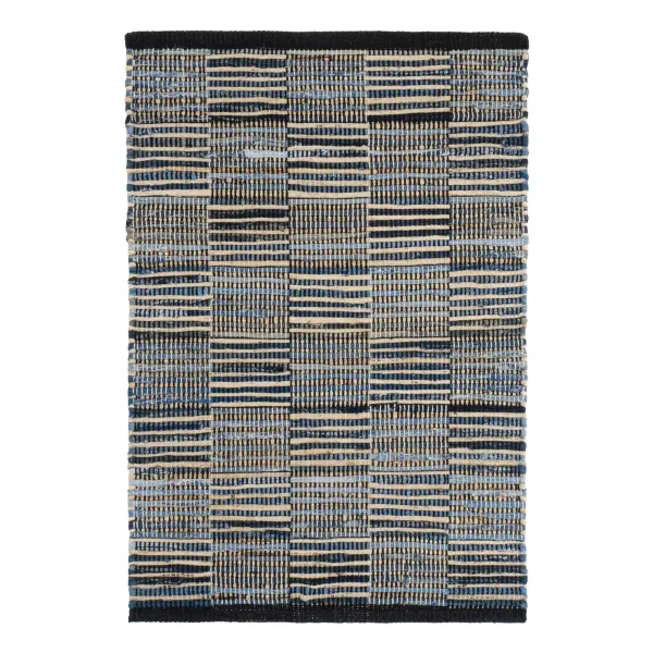 Denim Rag Gridwork Handwoven Cotton Rug