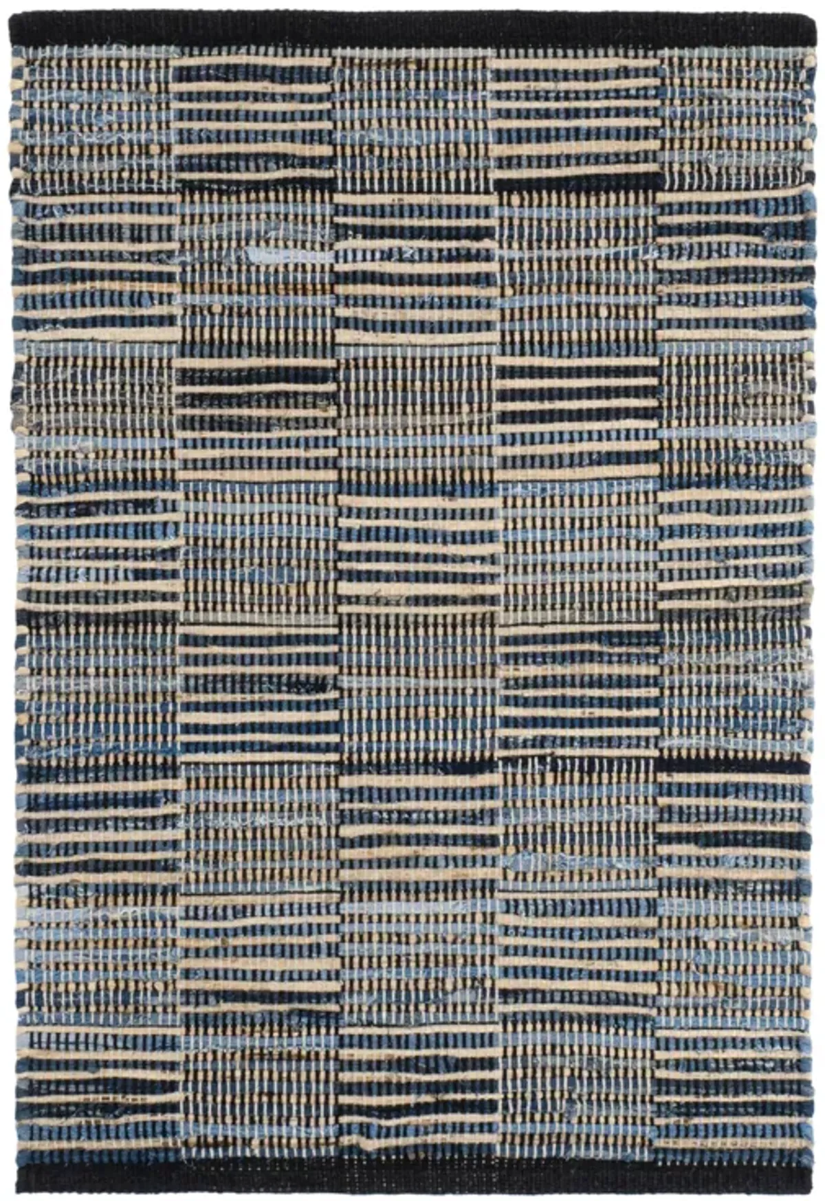 Denim Rag Gridwork Handwoven Cotton Rug