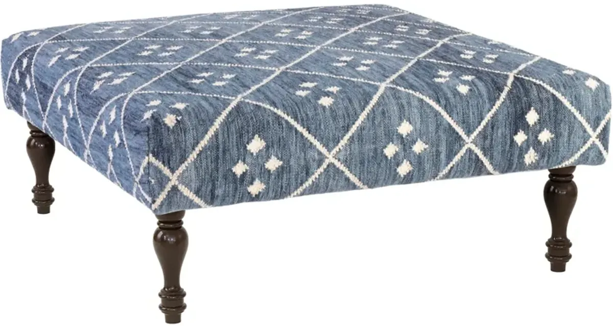 Kota Indigo Custom Rug Ottoman