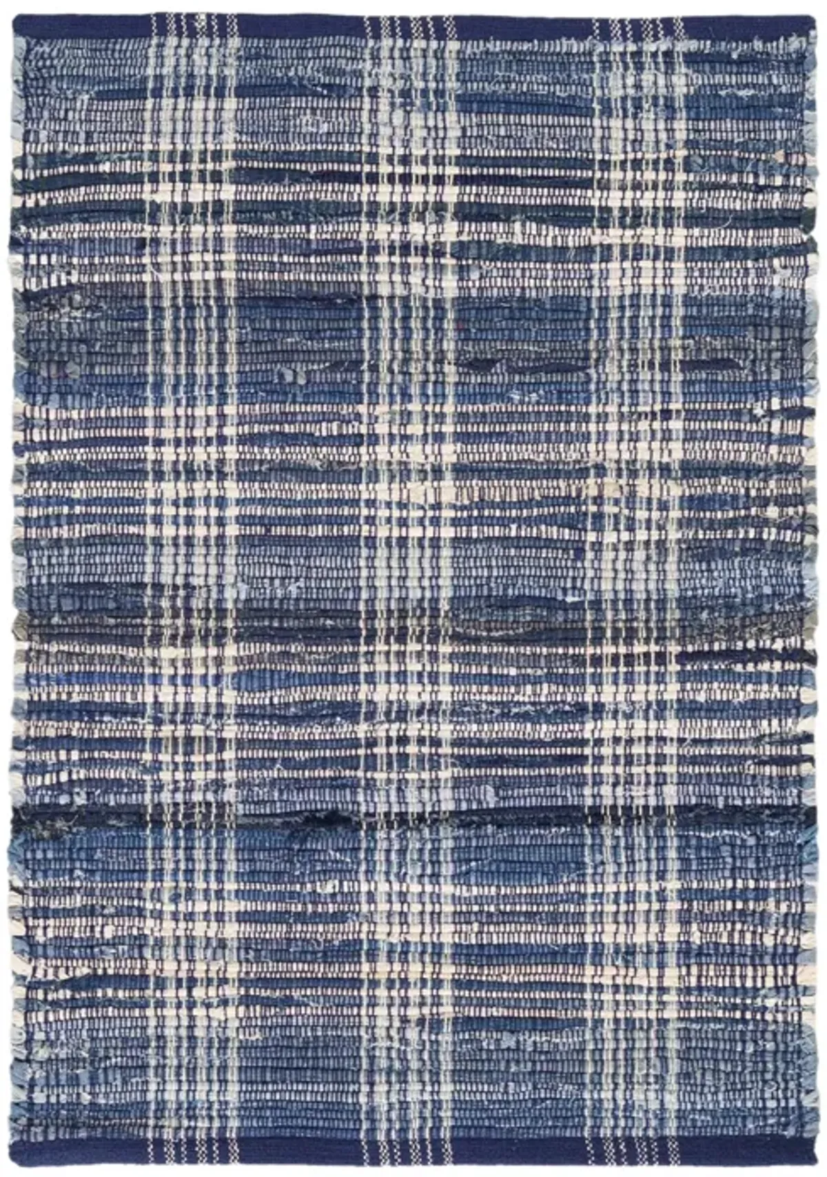 Denim Plaid Handwoven Cotton Rug