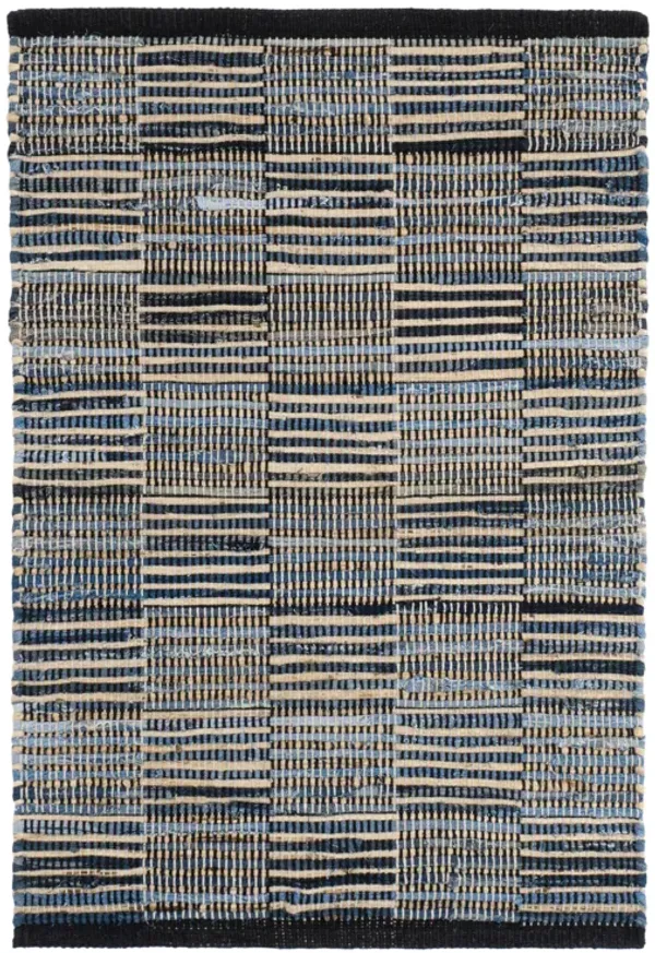 Denim Rag Gridwork Handwoven Cotton Rug