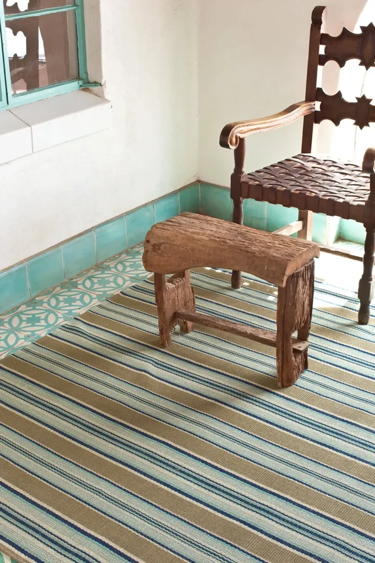 Heron Stripe Handwoven Cotton Rug