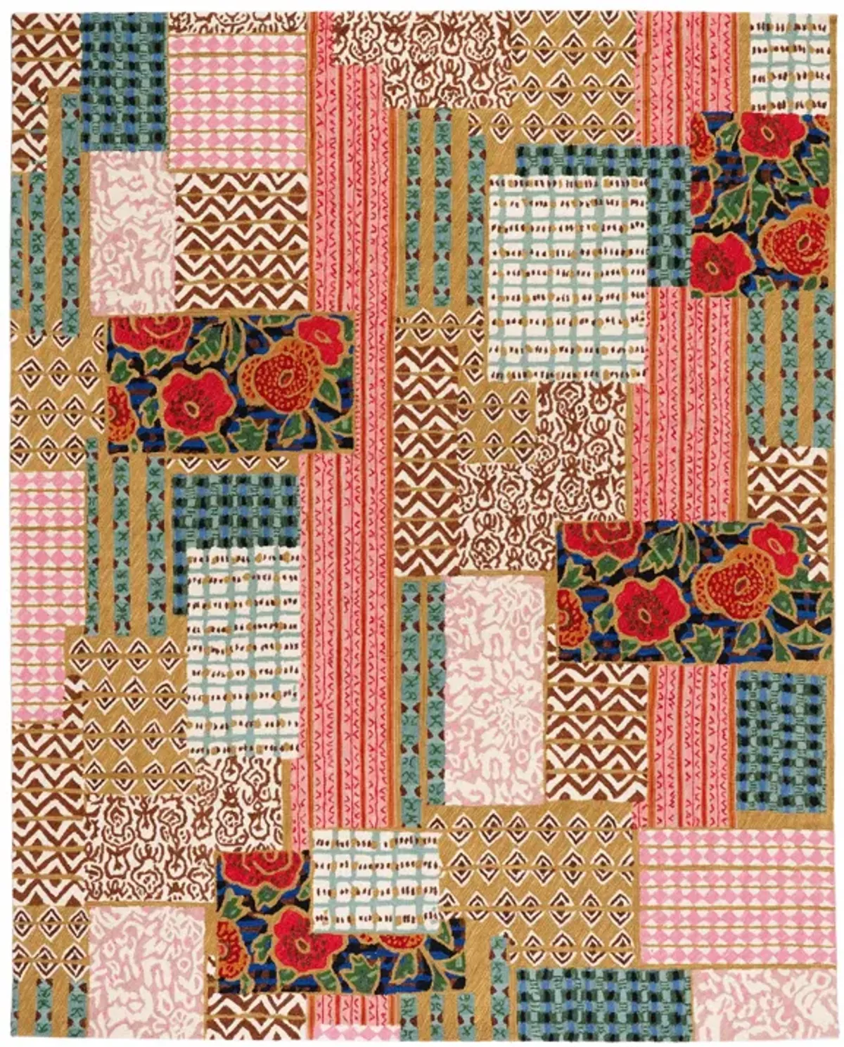 Elm Patchwork Hand Micro Hooked Wool Rug