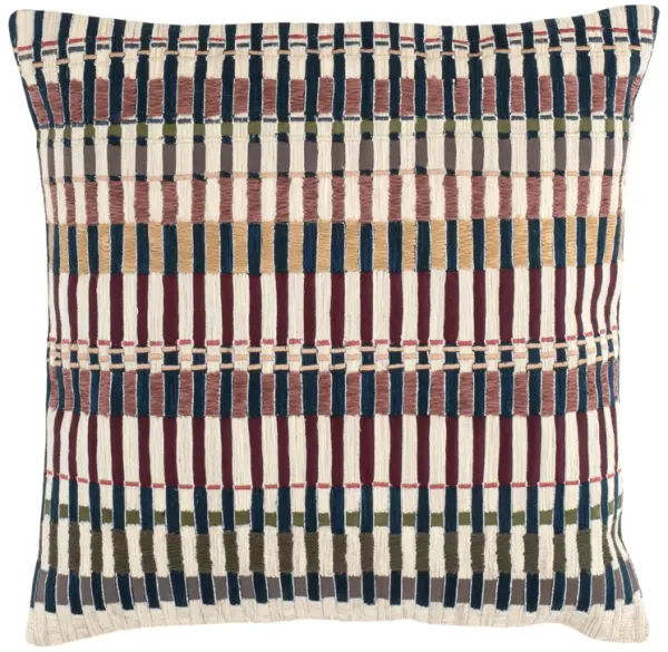 Folk Stripe Embroidered Decorative Pillow Cover