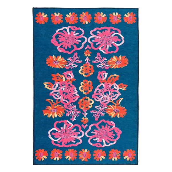 Graphic Gerbera Machine Washable Rug