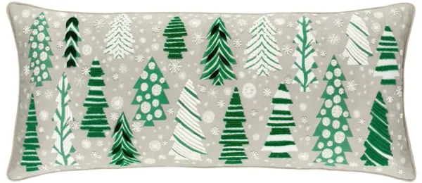 Festive Trees Embroidered Decorative Pillow Cover