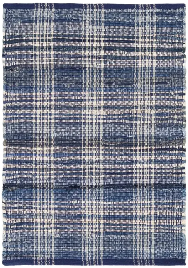 Denim Plaid Handwoven Cotton Rug