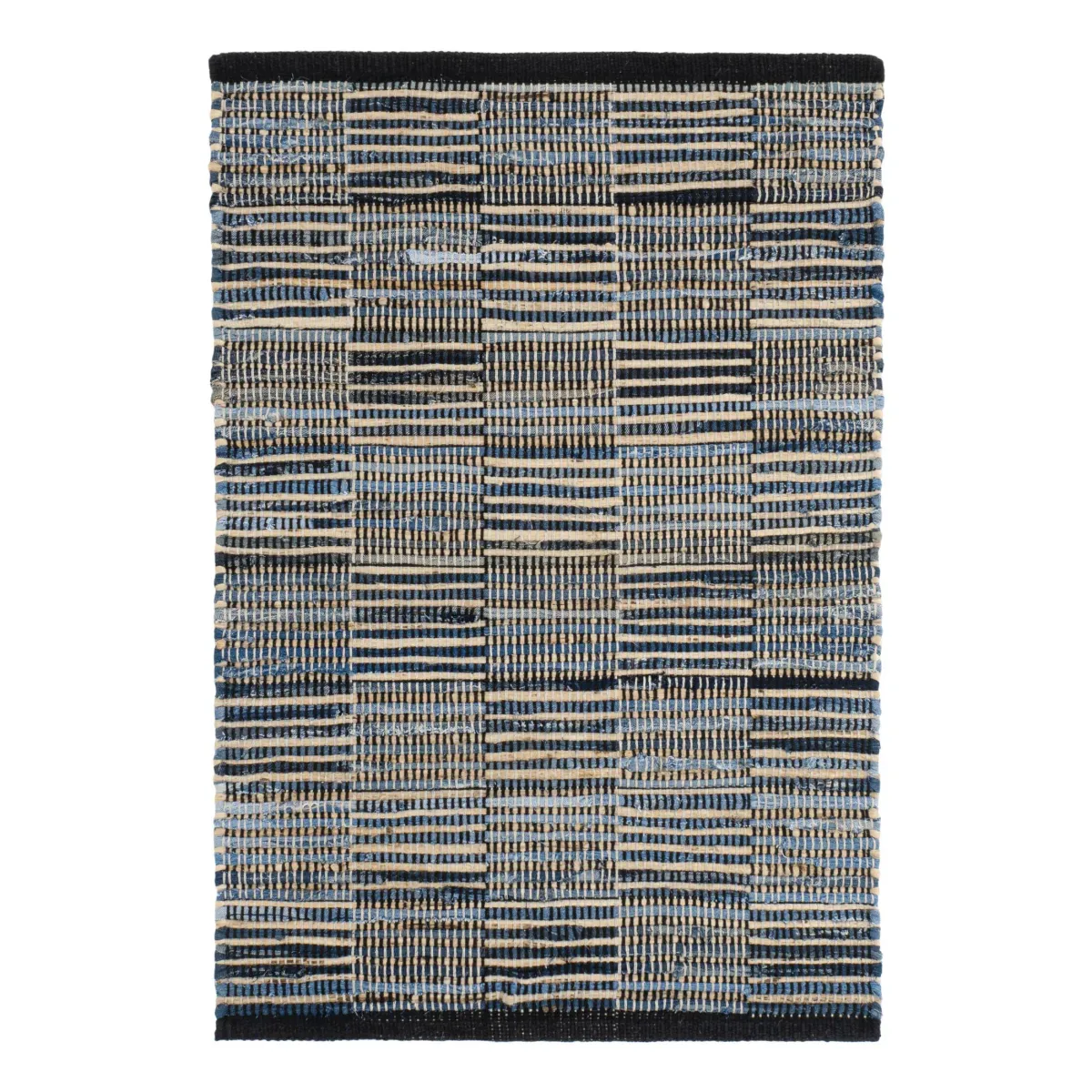 Denim Rag Gridwork Handwoven Cotton Rug