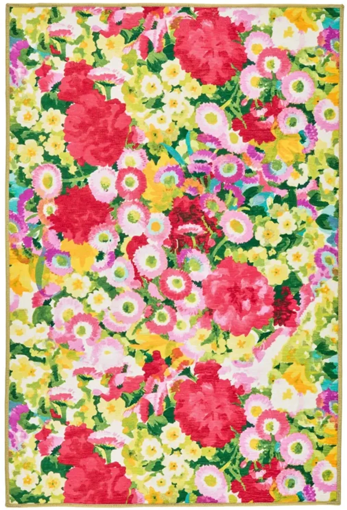 Chamomile Cluster Machine Washable Rug