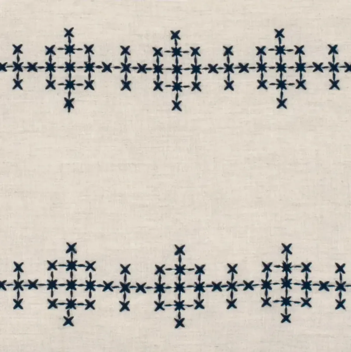 Cross-Stitch Linen Navy Decorative Pillow Cover