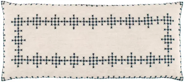Cross-Stitch Linen Navy Decorative Pillow Cover
