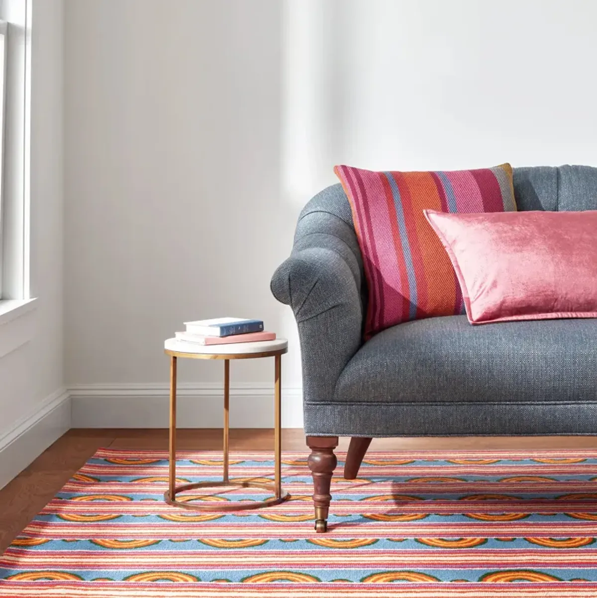 Button Hand Micro Hooked Wool Rug