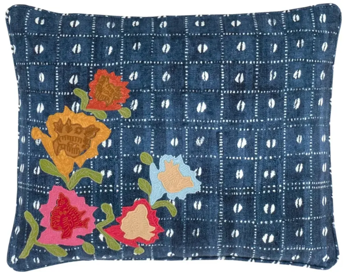 Floral Resist Embroidered Decorative Pillow Cover