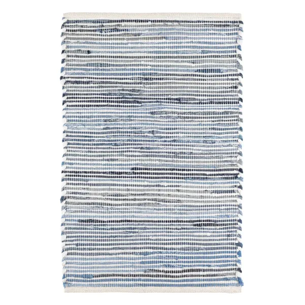 Denim Rag Ribbed Handwoven Cotton Rug