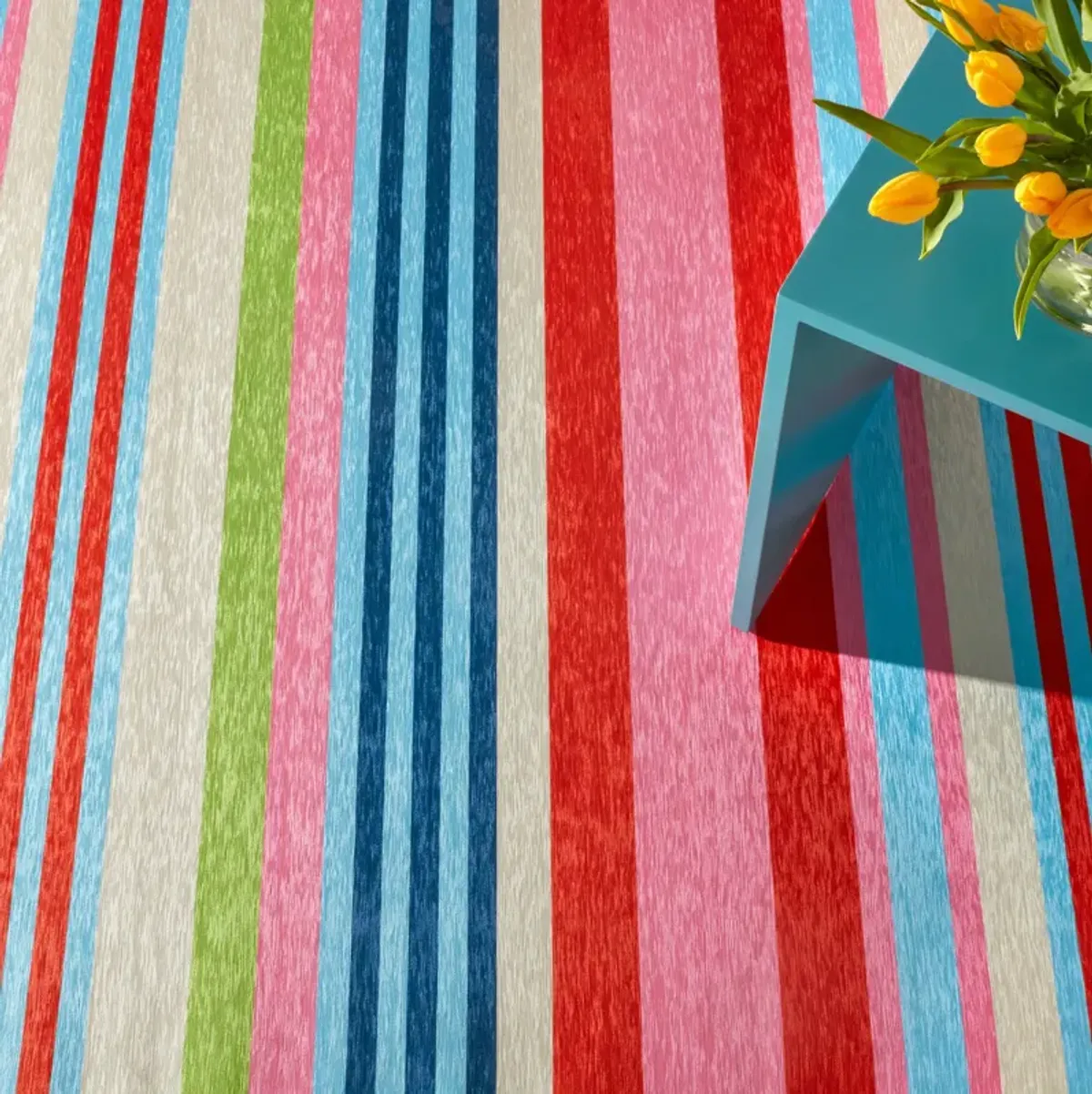 Beach Stripe Machine Washable Rug