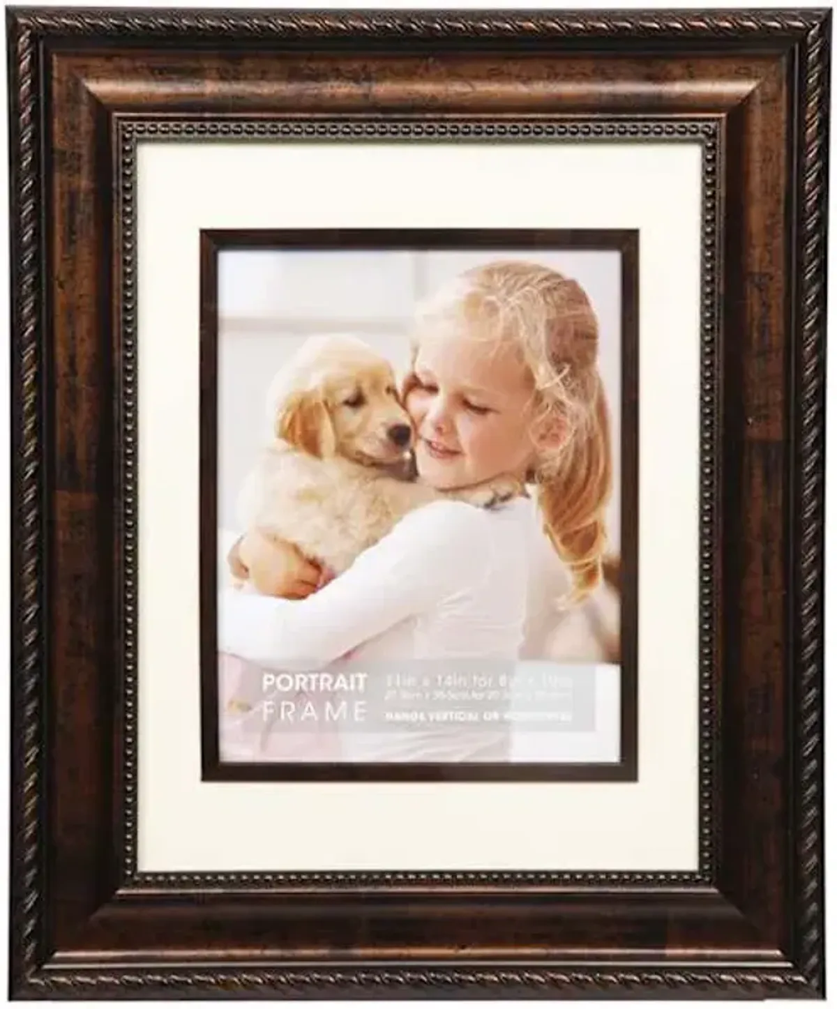 11x14 Matted to 8x10 Portrait Wall Frame, Bronze Ornate
