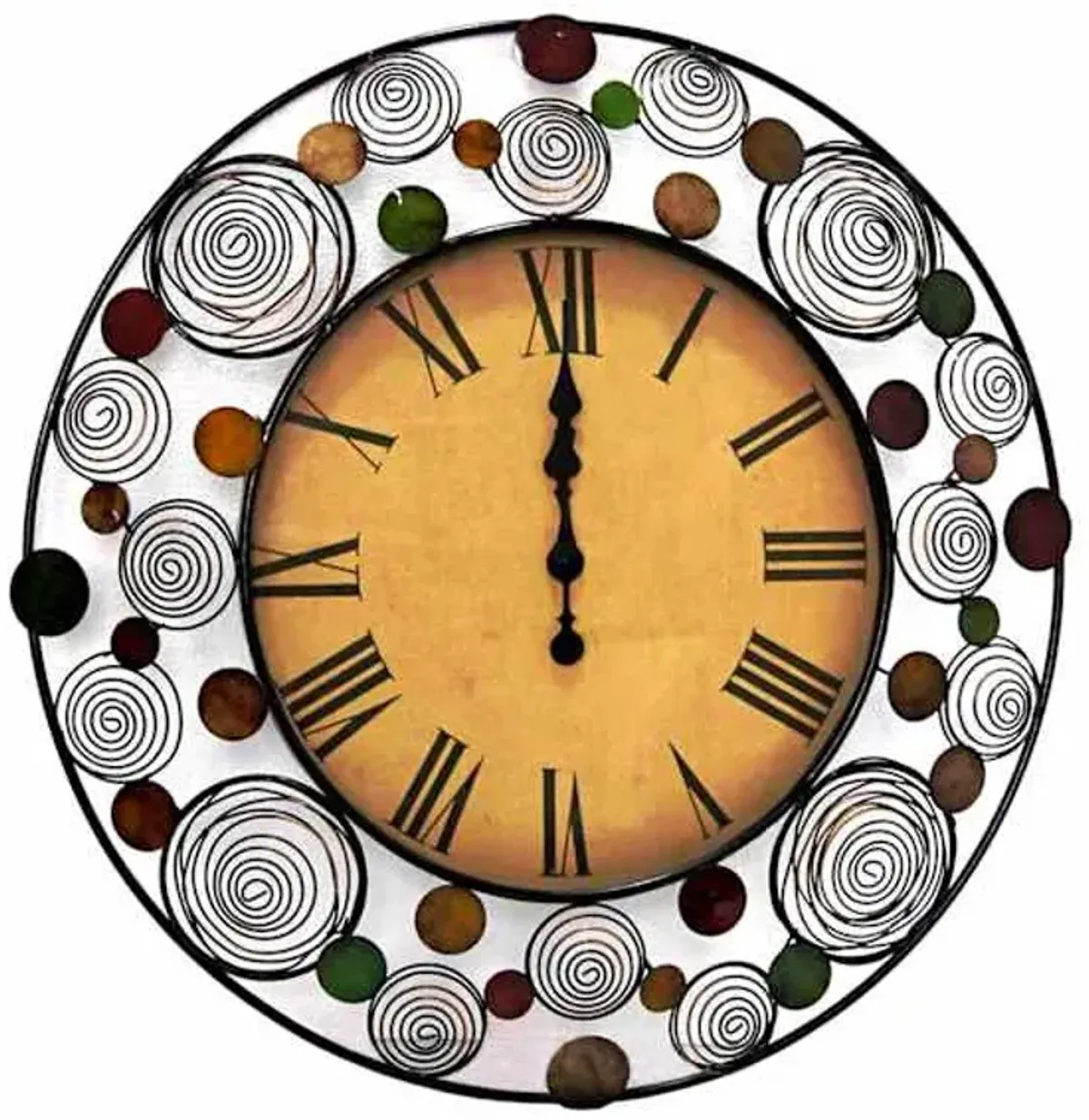 Metal Glass Round Springs Dotted Wall Clock, 30"