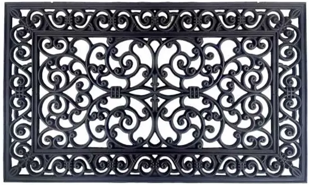 Scrollwork Black Rubber Doormat, 22x36