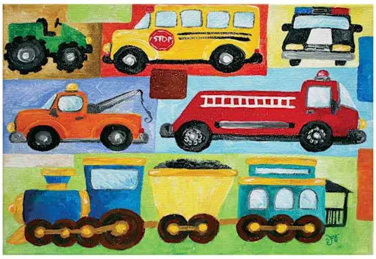Children's Cars, Trucks & Trains Canvas Wall Art, 22"