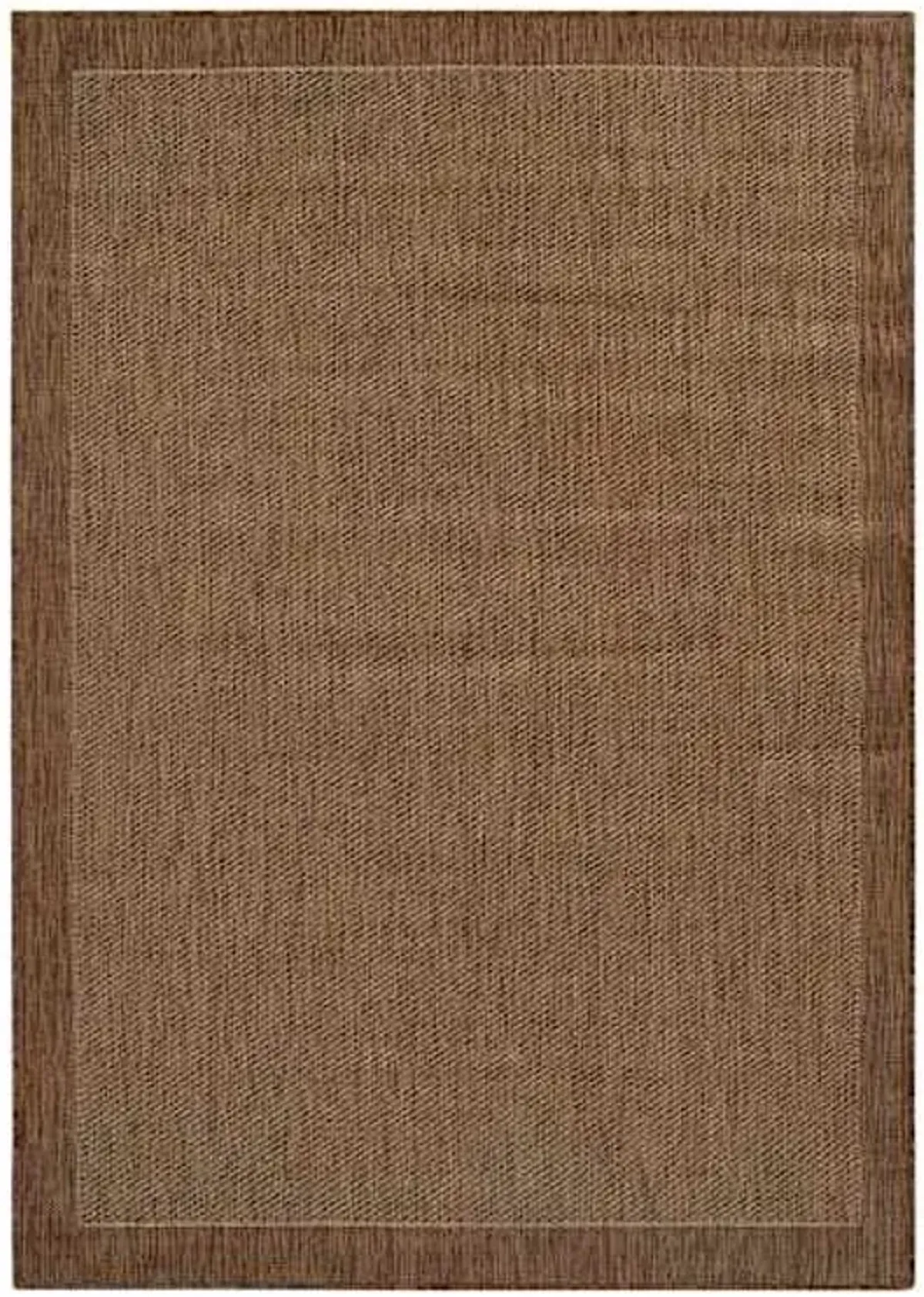 (E54) Light Brown Border Sisal Indoor & Outdoor Area Rug, 2x4