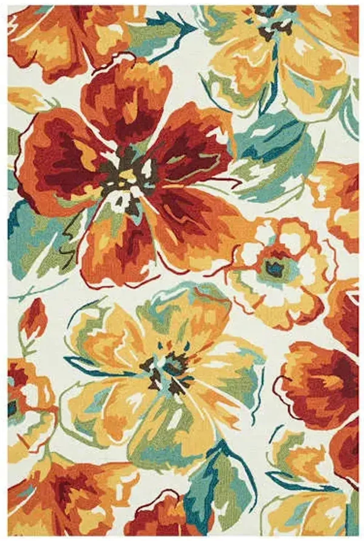 (A138) Summerton Ivory & Red Multicolor Hooked Area Rug, 5x7