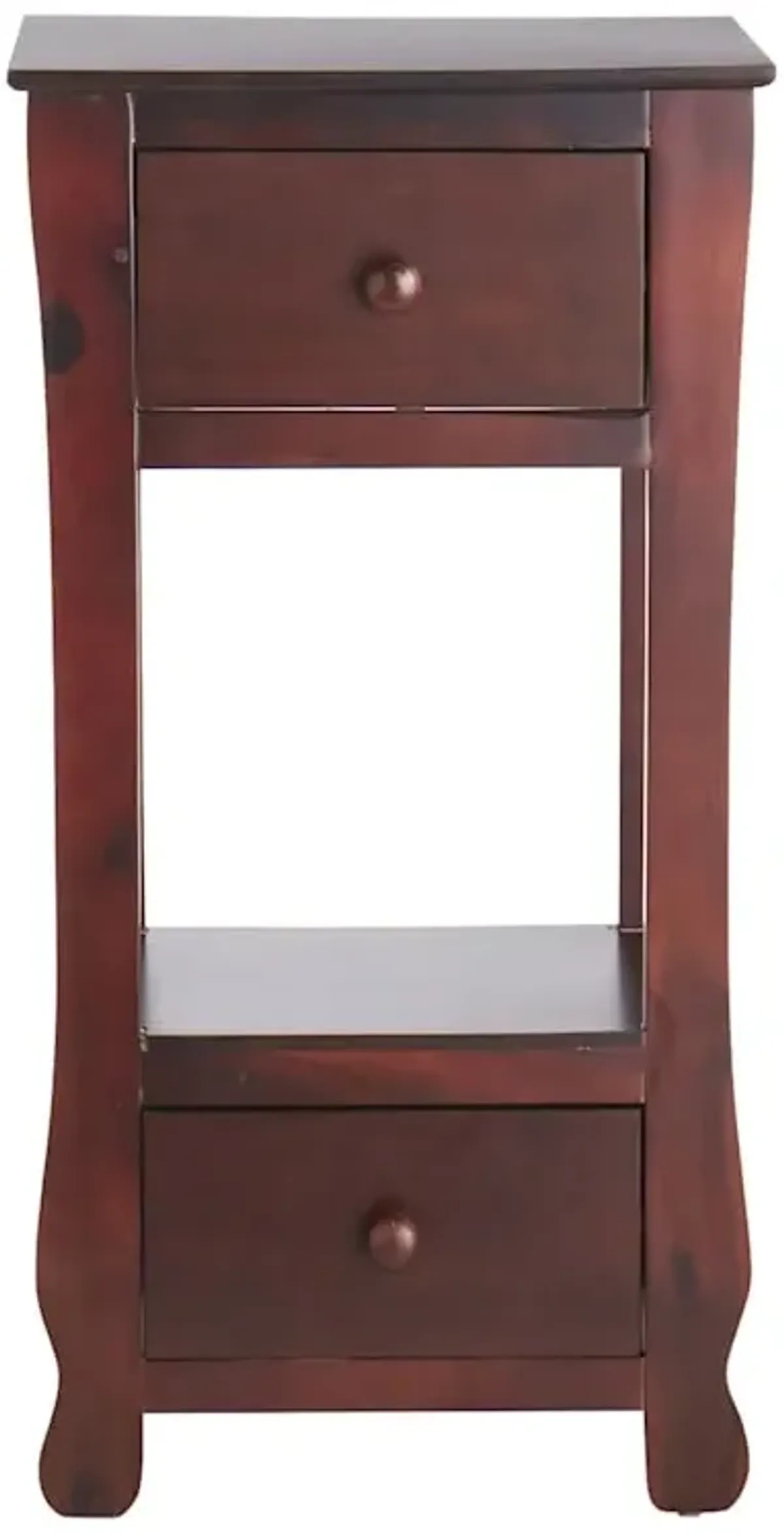 Theodore 2-Drawer Thick Leg End Table, Brown