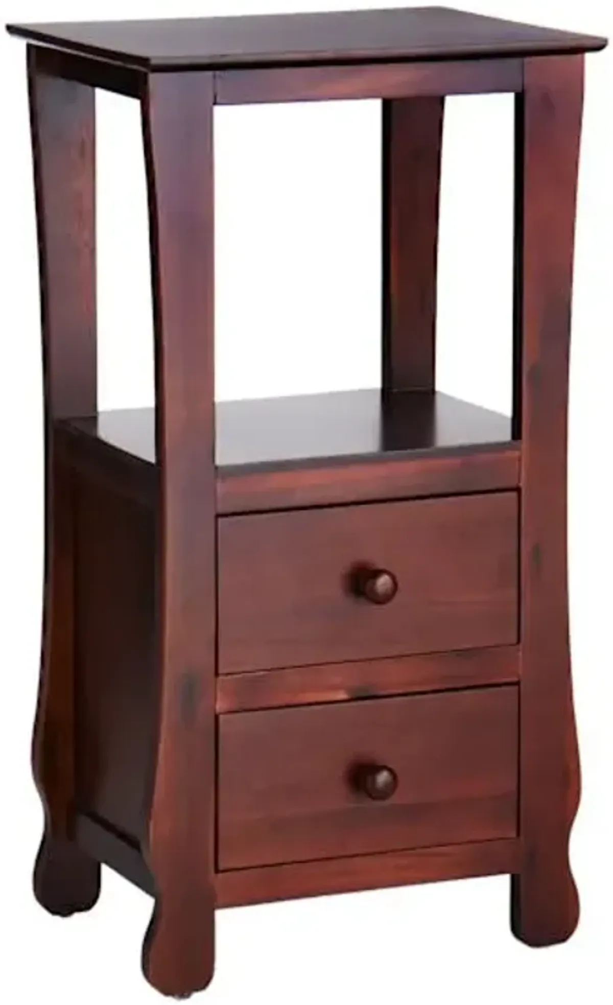 Theodore Dark Brown 2-Drawer Thick Leg Accent Table, 29.5"