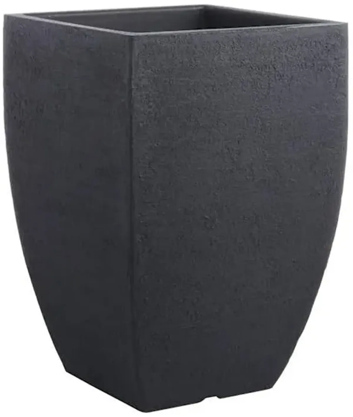 Japi All-Weather Black Lead Modern Square Outdoor Planter, Medium