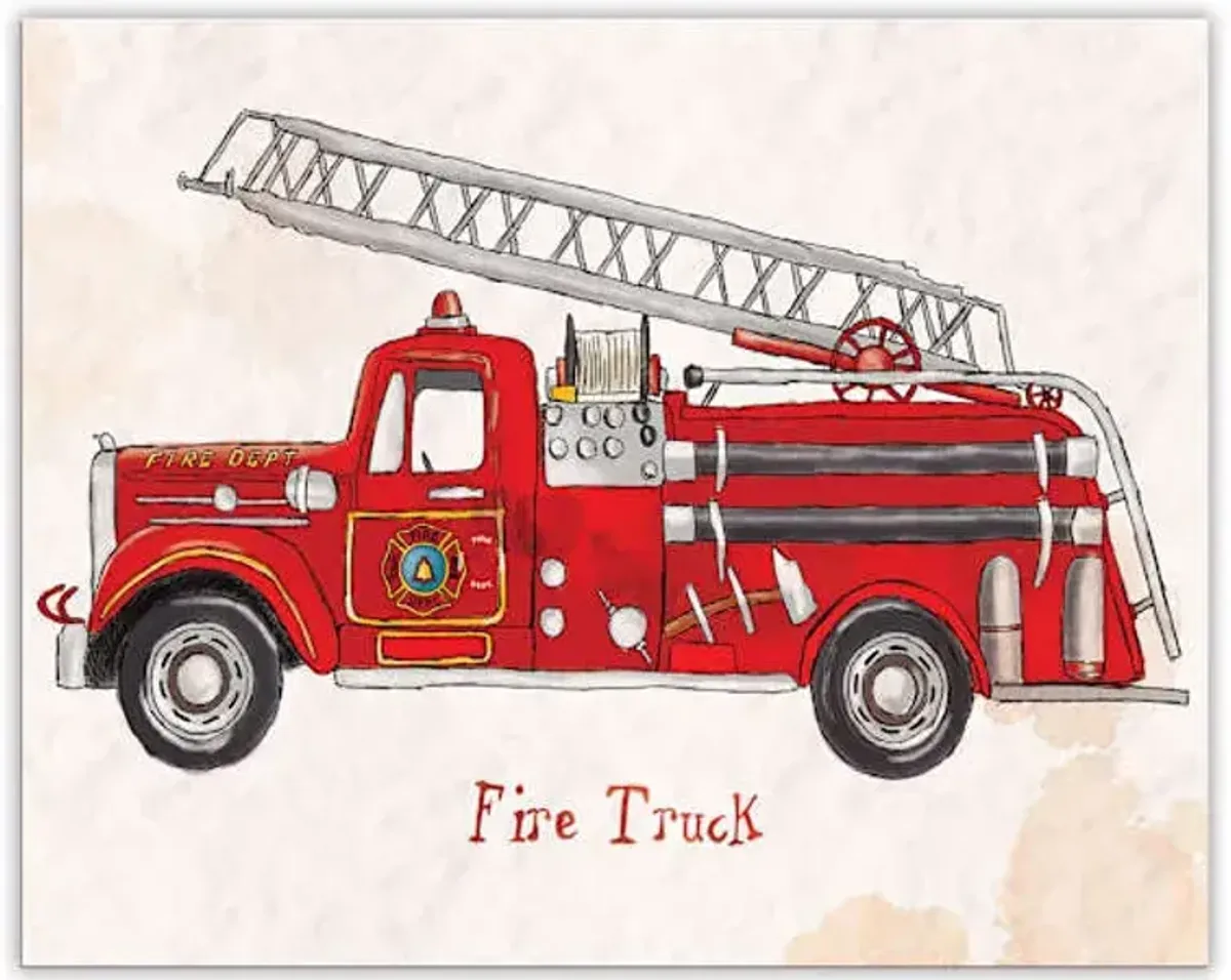 Red Firetruck Canvas Wall Art, 20x16