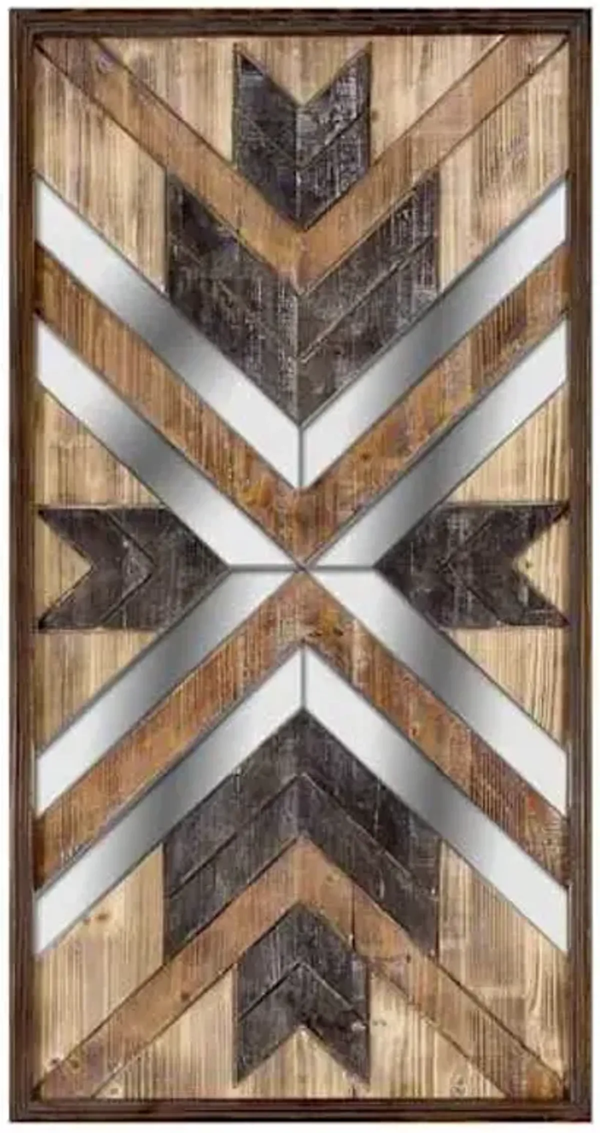 Framed Wooden Pieces with Accent Wall Mirror, 23x43