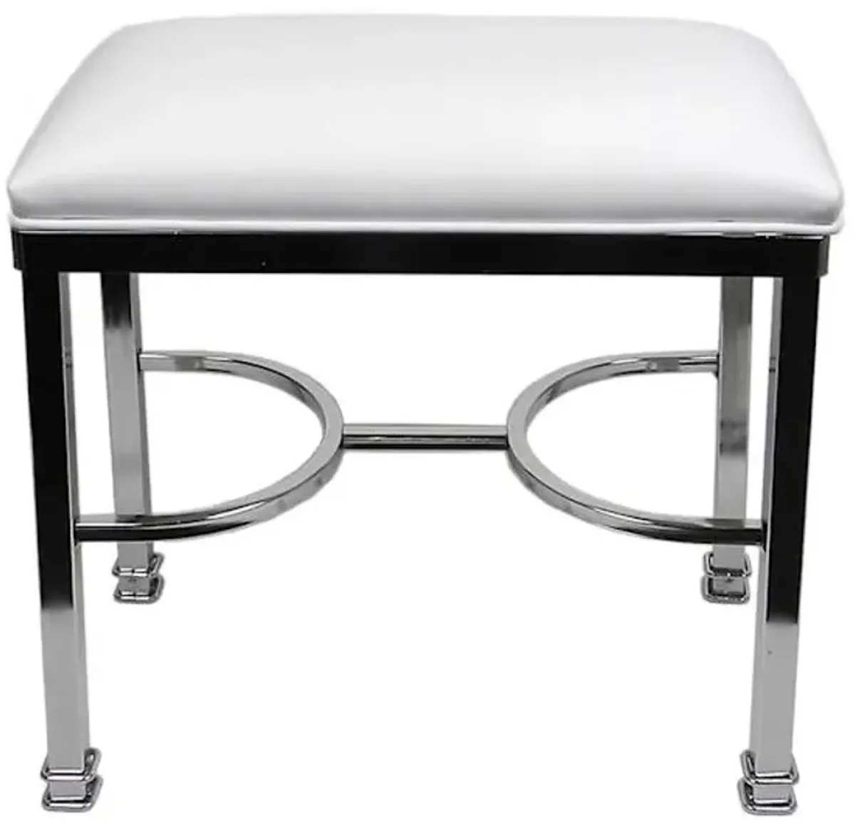 Chanel Vanity Bench, Chrome & White