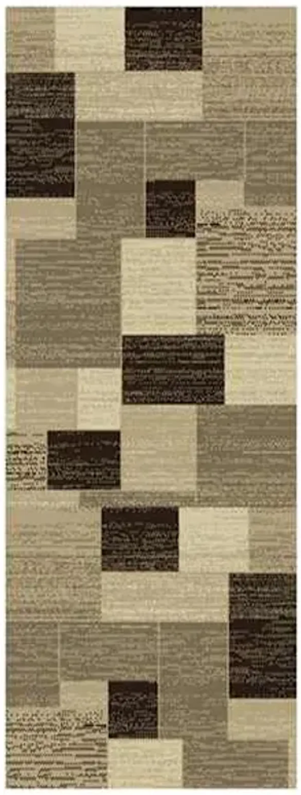 (B446) Romance Tan & Brown Geometric Runner, 2x6