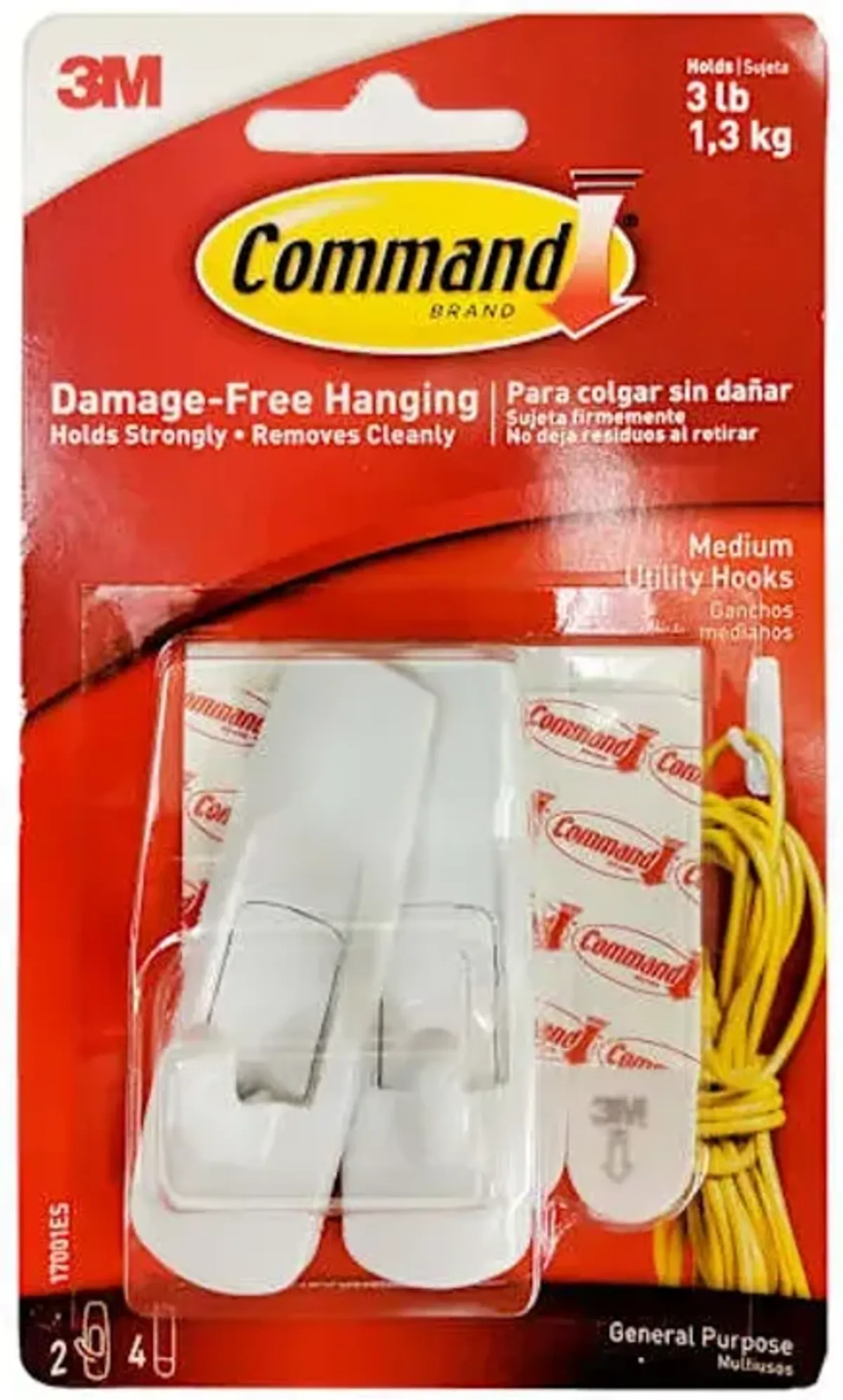 Command	 Medium Designer Hooks Multi-Pack, 2-Hooks, 4-Strips/Pack, White