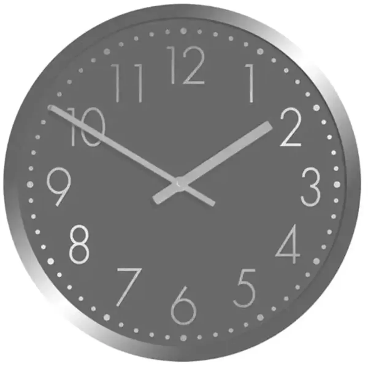Silver Metallic Framed Round Wall Clock, 12"