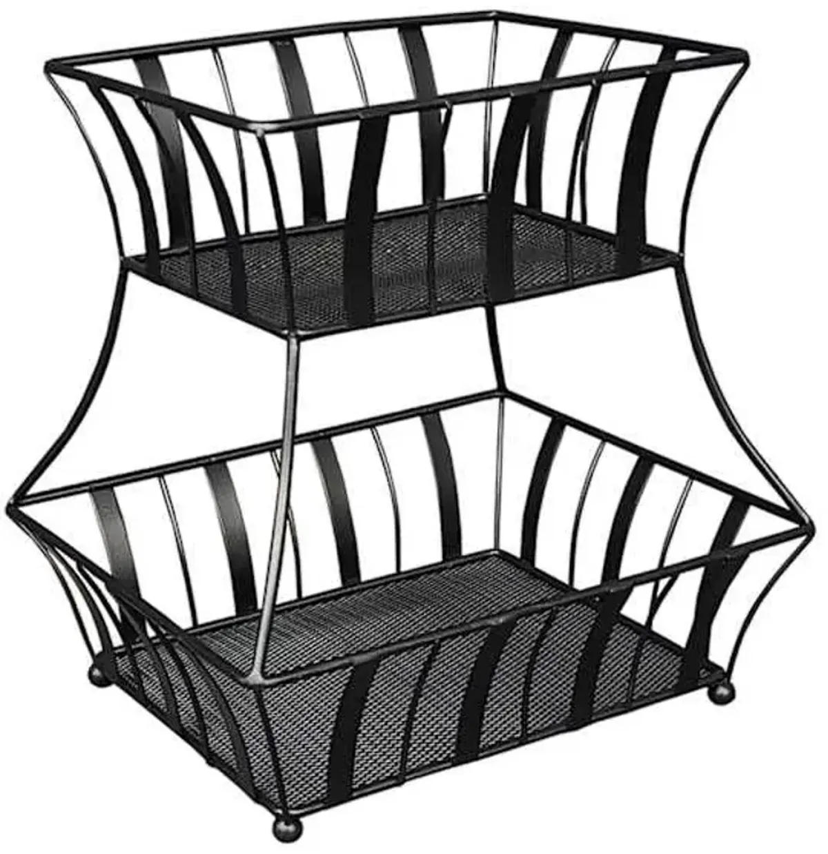 2-Tier Black Metal Fruit Basket