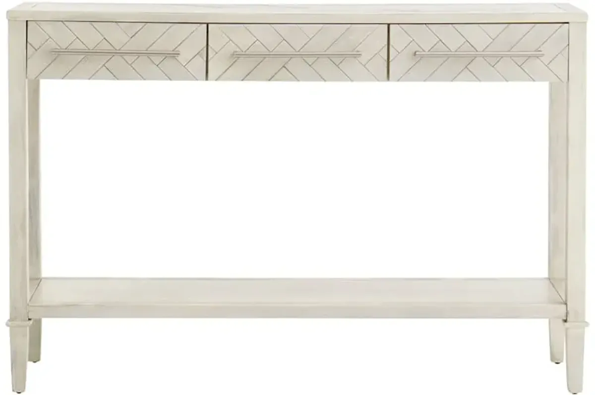 Kate 3-Drawer Parquet Wood Console Table, 48"