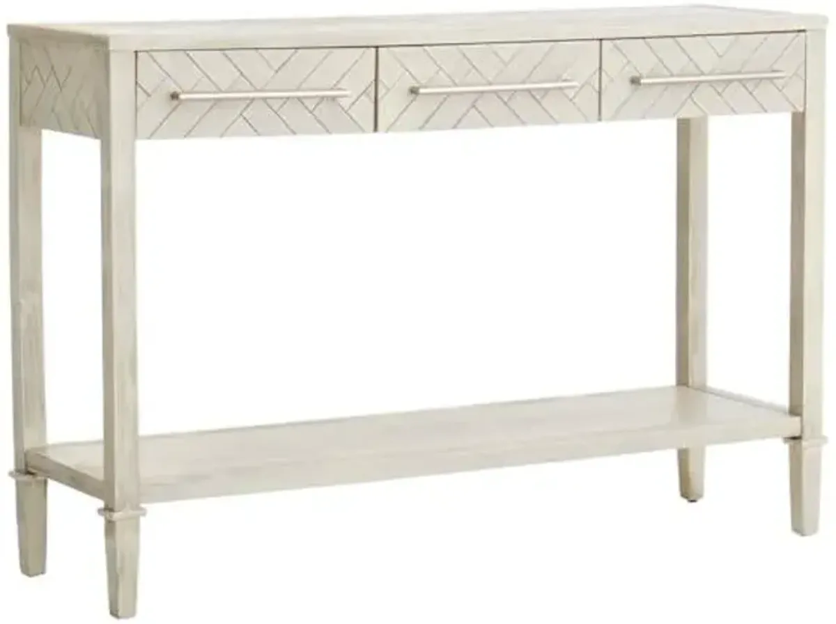 Kate 3-Drawer Parquet Wood Console Table, 48"