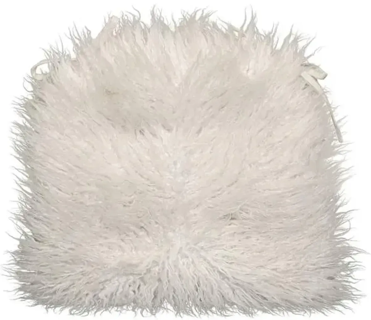 Mongolian Faux Fur with White Ties Dining Chair Cushion