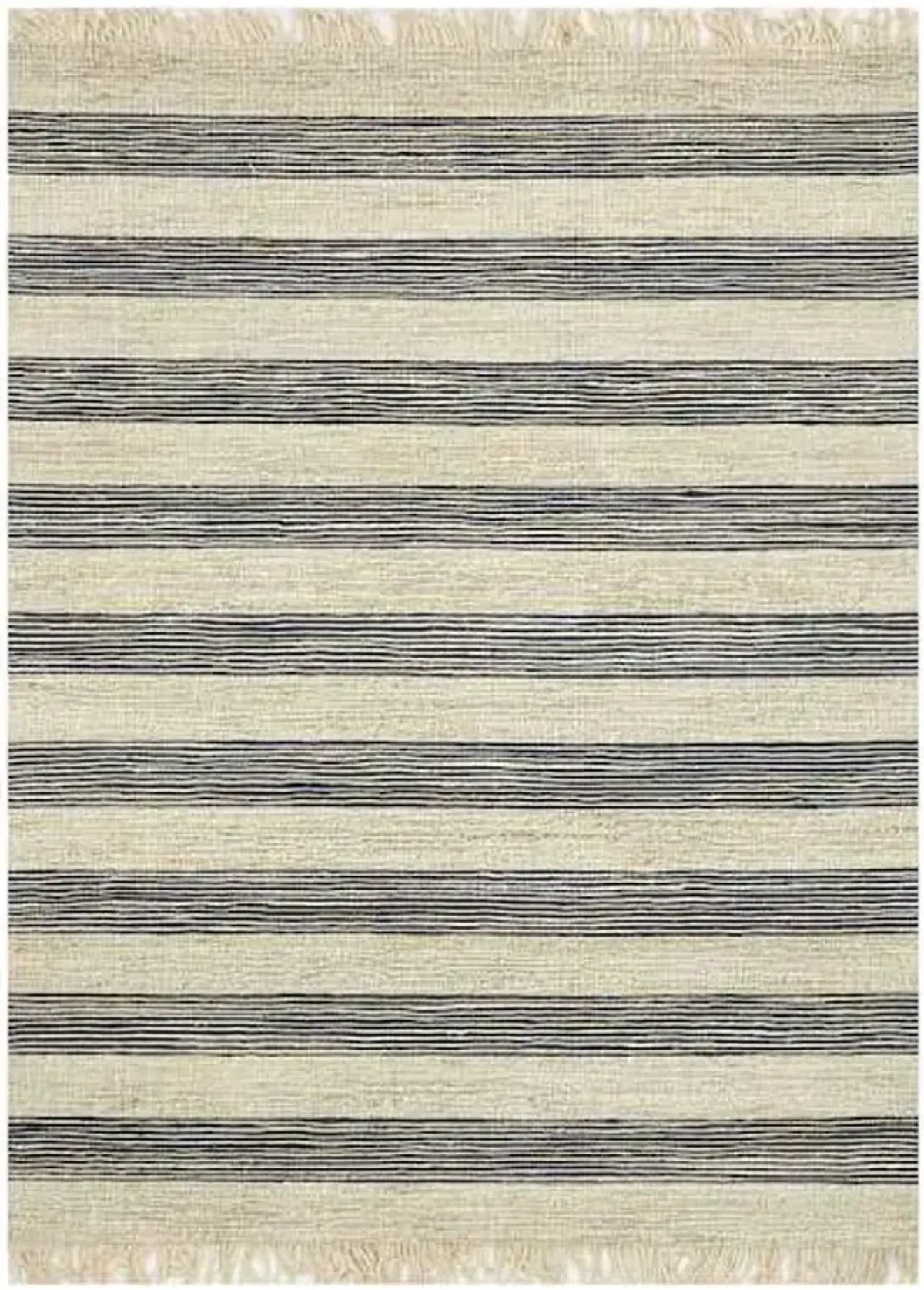 (B497) Hazel Natural & Navy Striped Hand Woven Jute Area Rug, 5x7
