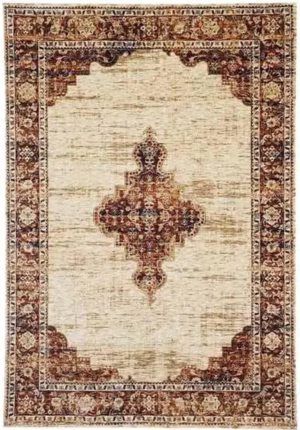 (B510) Red Traditional Open Medallion Area Rug, 8x10