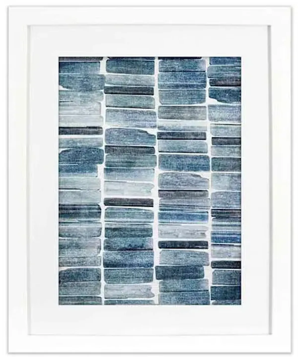 Glass Framed Matted Indigo Stripes Wall Art, 16x20