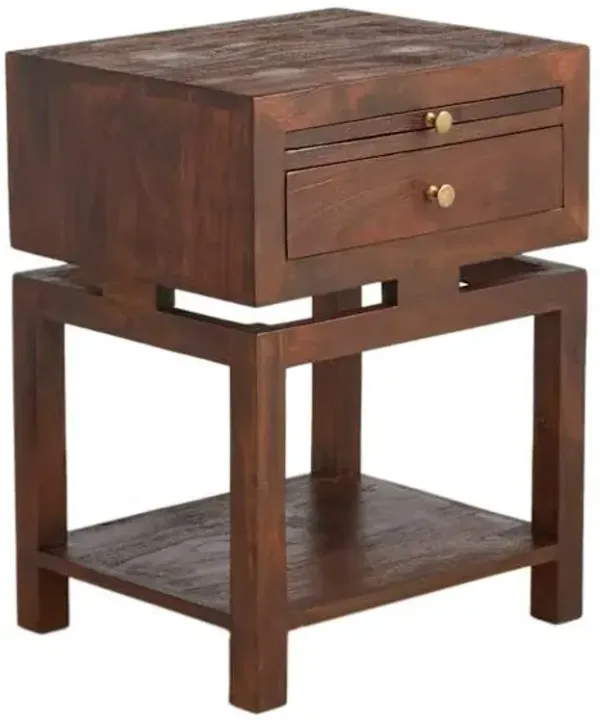 Maddison Chestnut Wood Side Table with Drawer