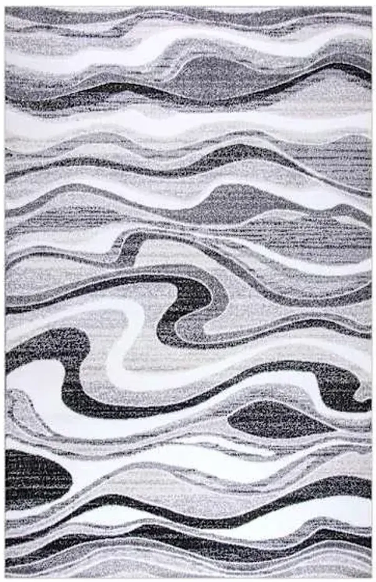 (B511) Soho Grey & Cream Waves Area Rug, 5x7