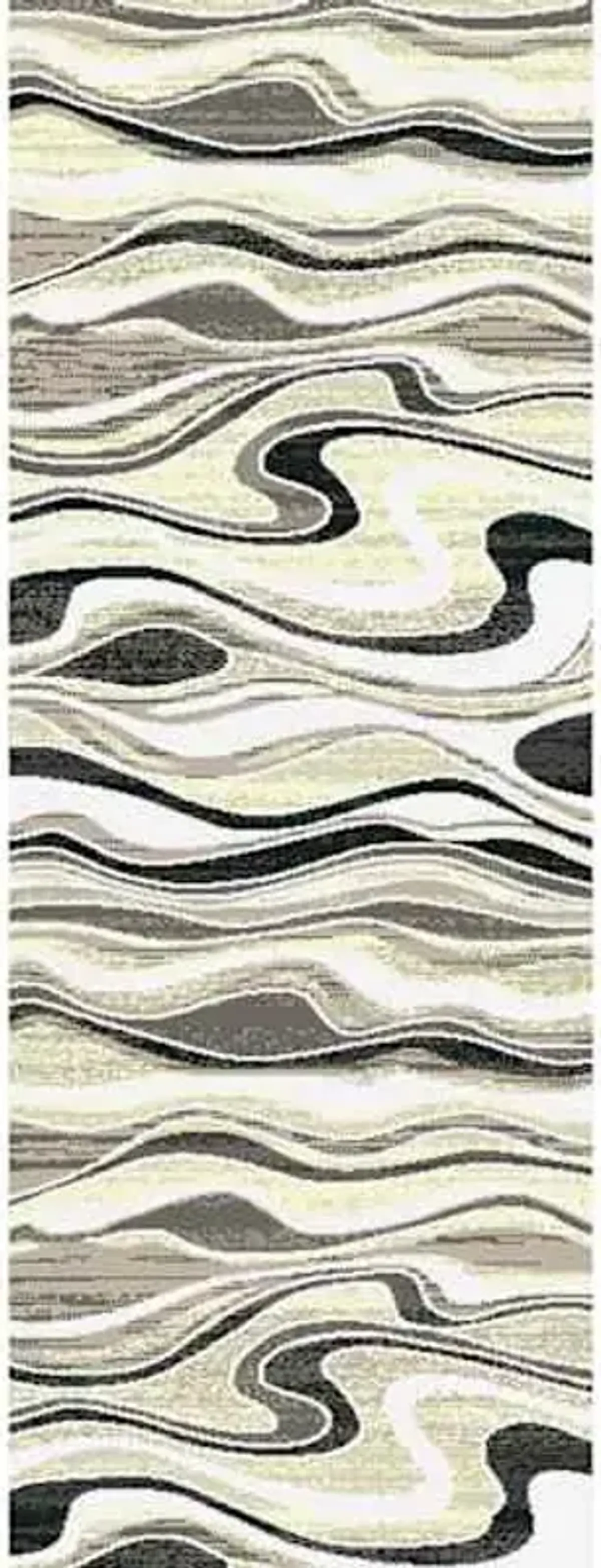 (B511) Soho Grey & Cream Waves Runner, 2x6