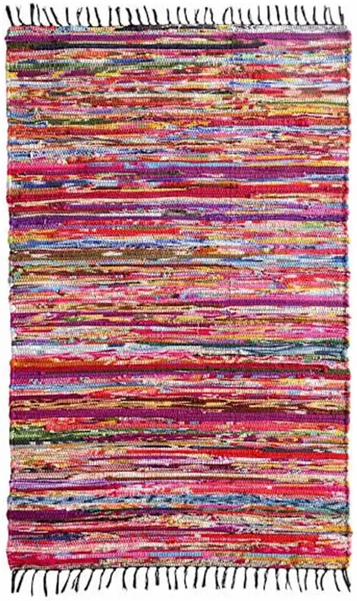 (D410) Polar Chindi Fleece Multicolor Area Rug, 3x5