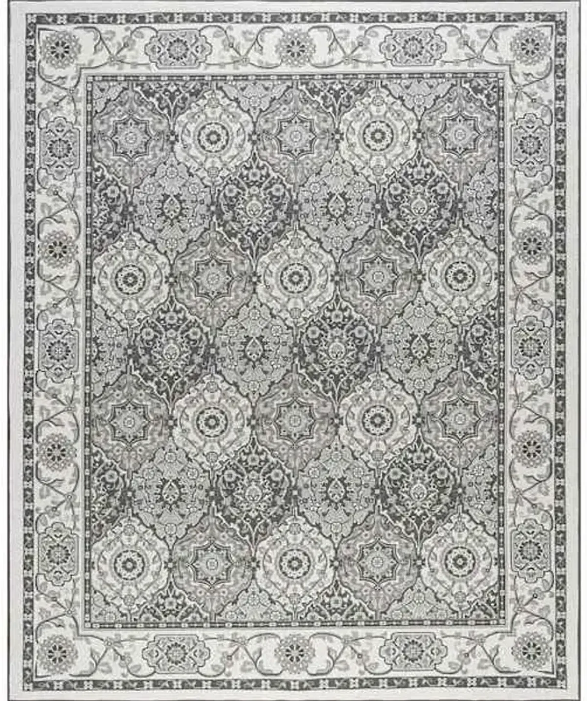 (D409) Grey Medallion Accent Rug, 2x4
