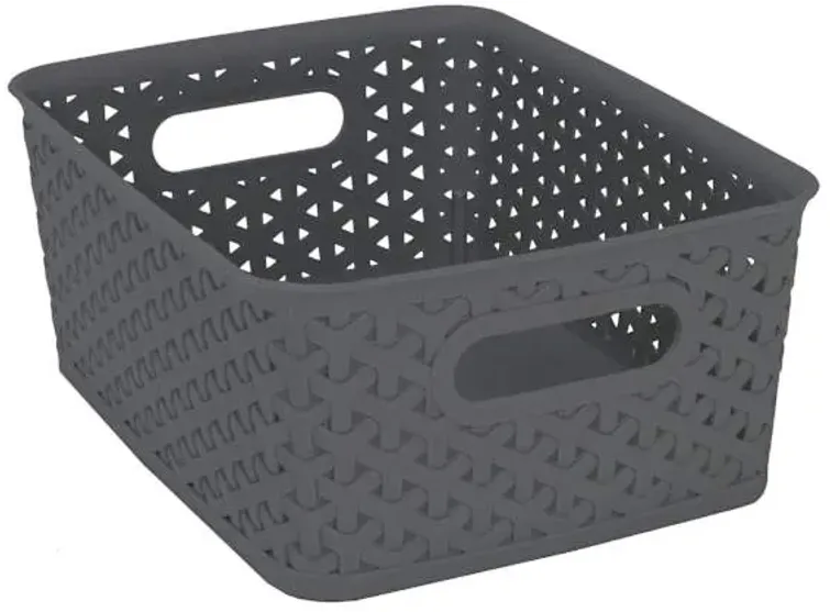 Grey Y-Weave Storage Basket, Small